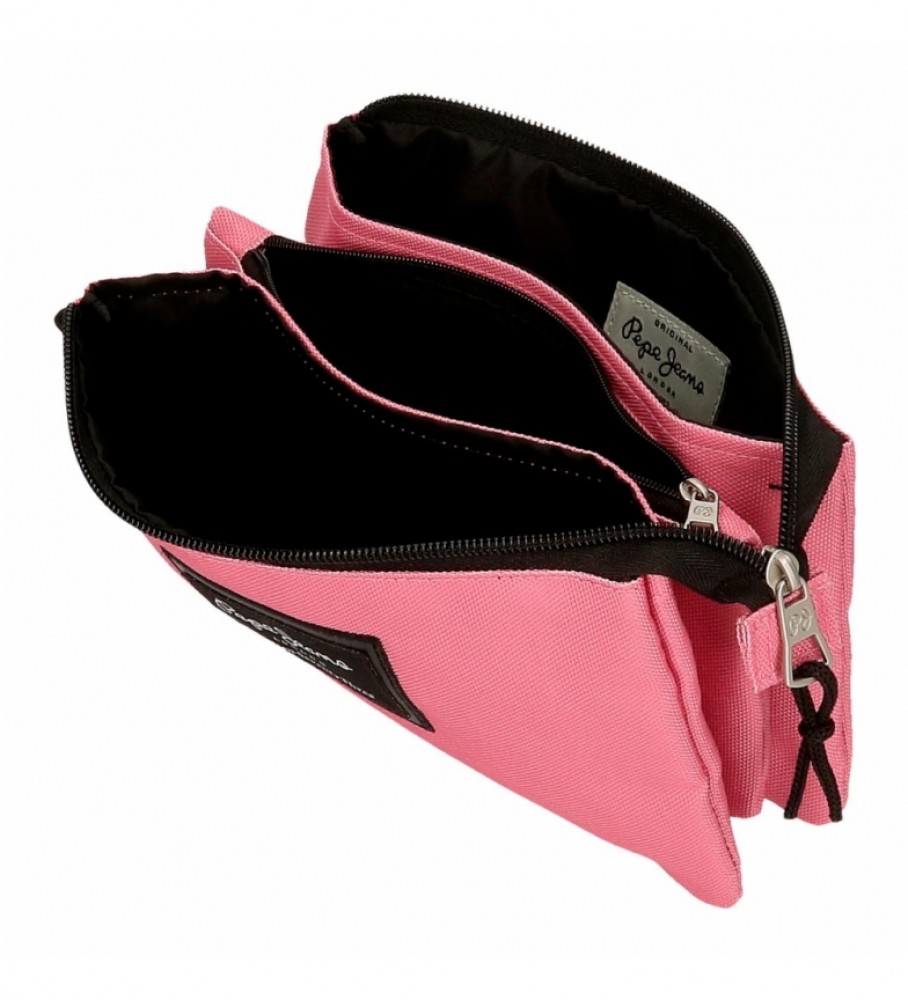 Estojo Pepe Jeans com três compartimentos 6324327 rosa - 22x12x5cm