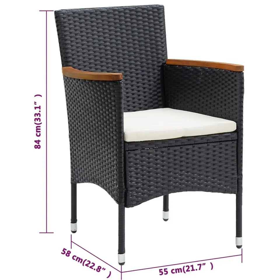 vidaXL - Tuinstoelen - Zwart - Rattan - 4 stuks