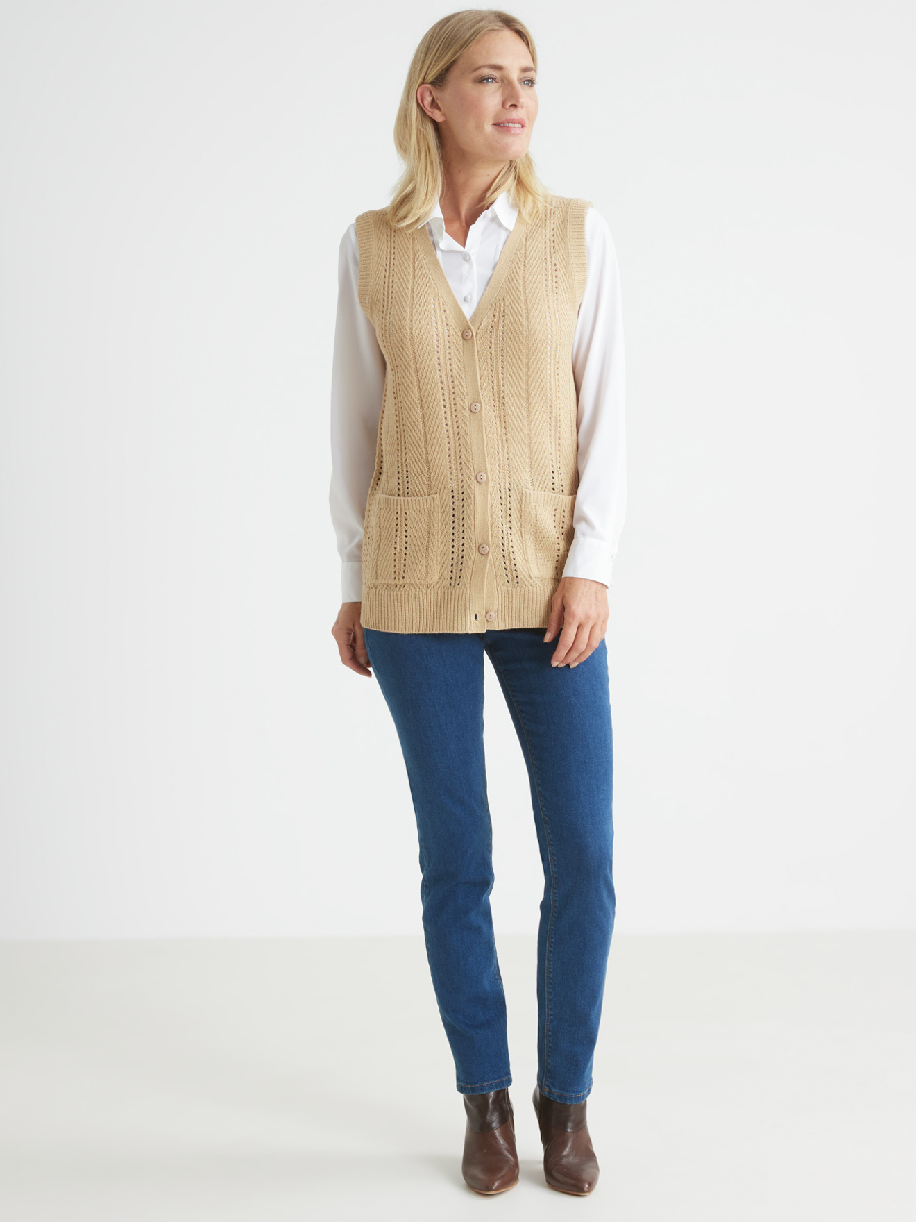 Gilet sans manches point ajouré