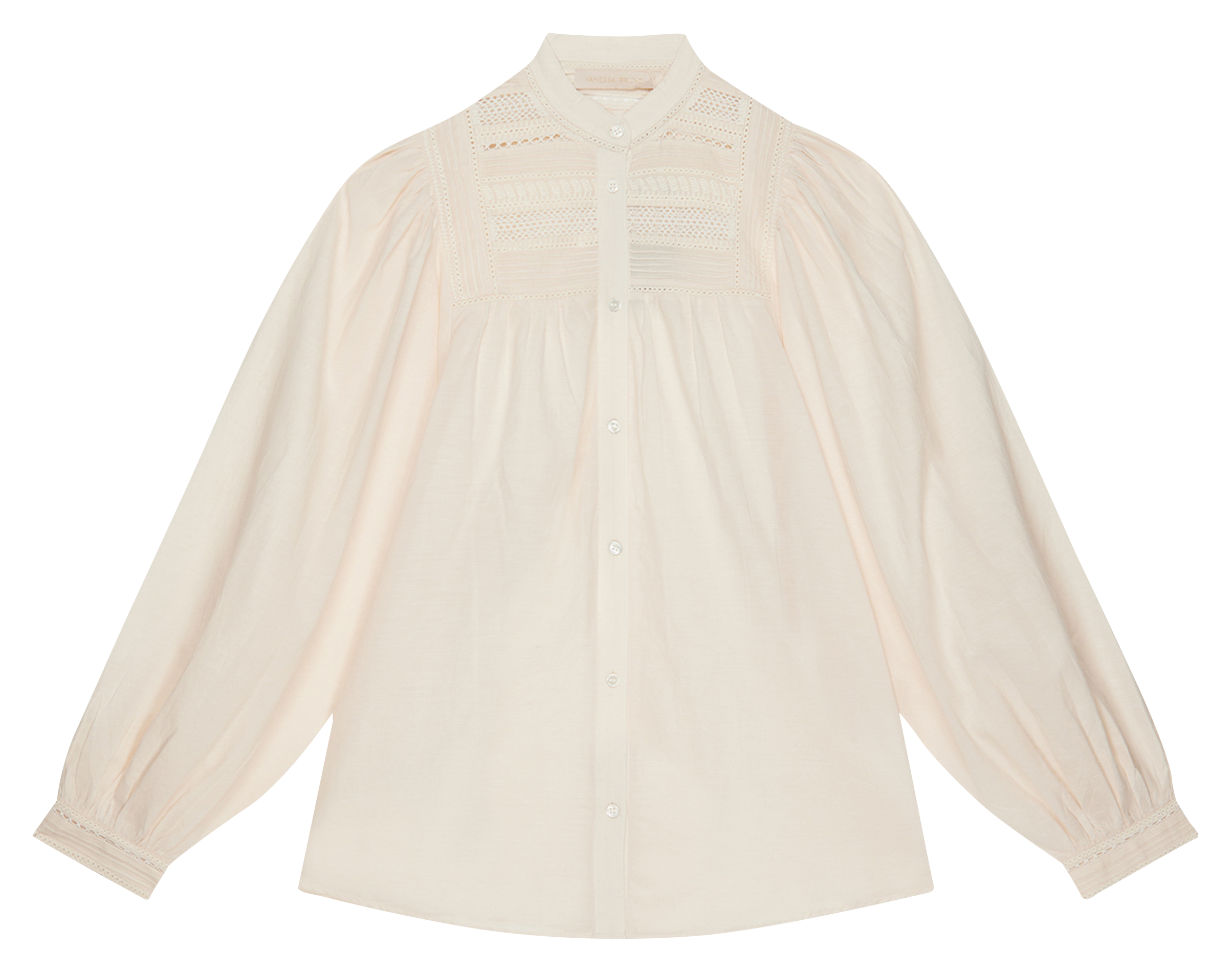 VALDO - Chemise col mao en coton brodé | Blanc