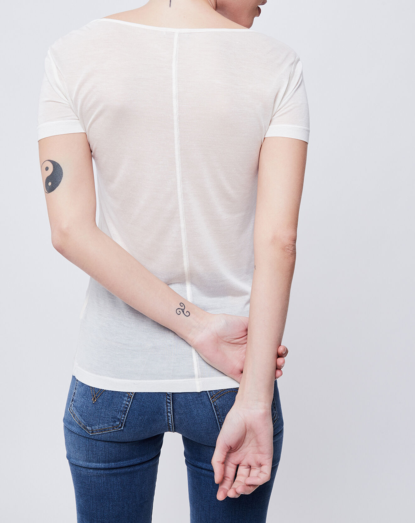 John Galliano T-Shirt fin imprimé blanc cassé/rose/violet