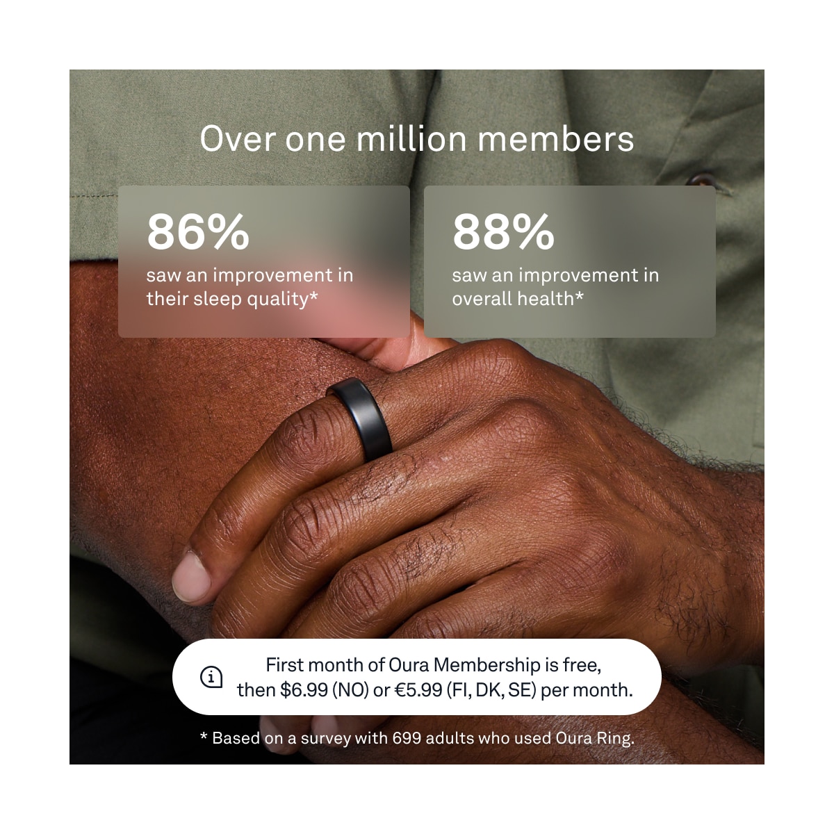 Oura-ring smarttring 4 størrelse 6 (Stealth)