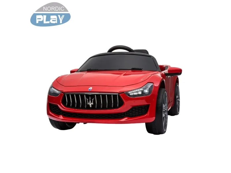 Elbil Maserati Ghibli, 12V med gummihjul og lædersæde, NORDIC PLAY Speed rød (805-755)
