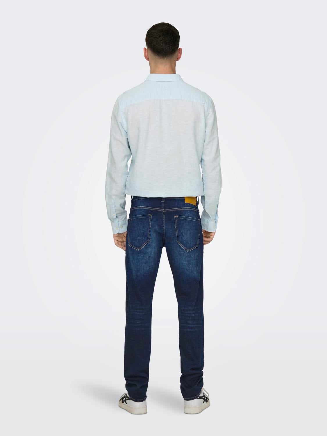 ONSLOOM Niedrige Taille Slim Fit Jeans Dark Blue Denim