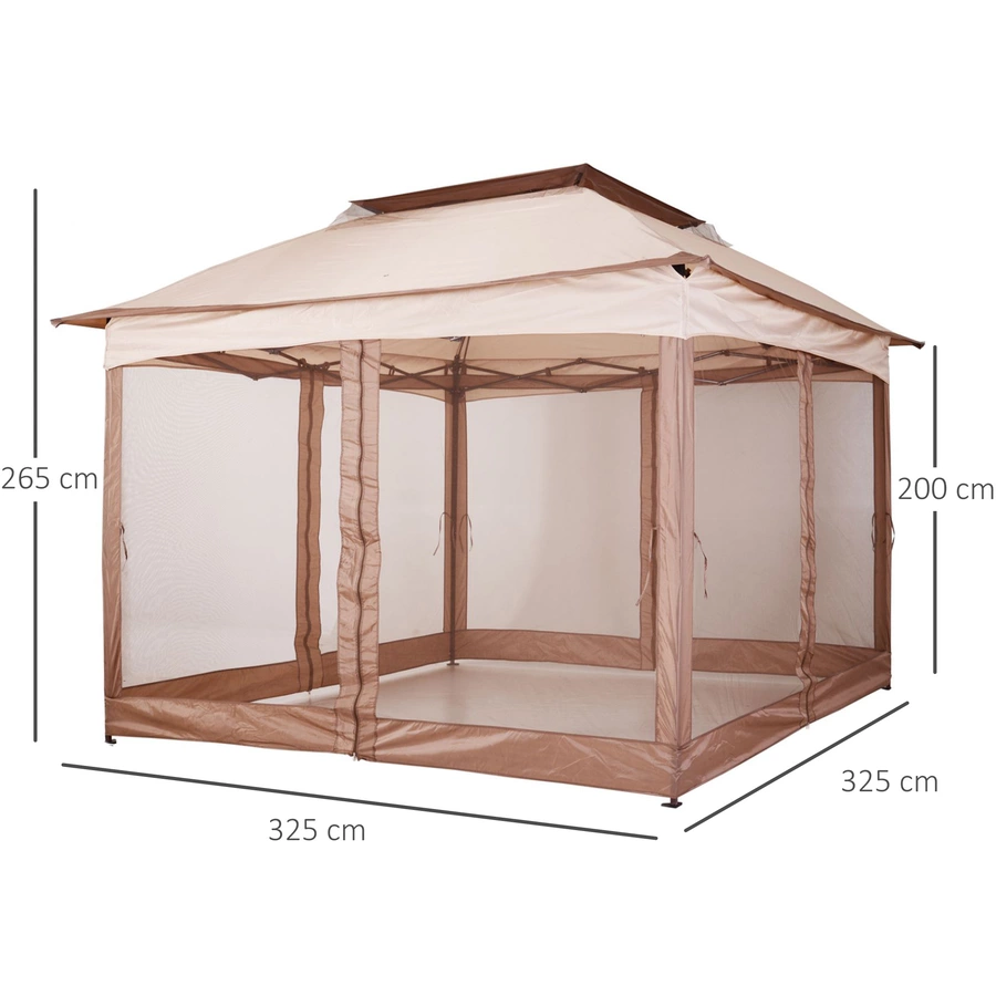 Outsunny Faltpavillon mit Seitenwänden khaki