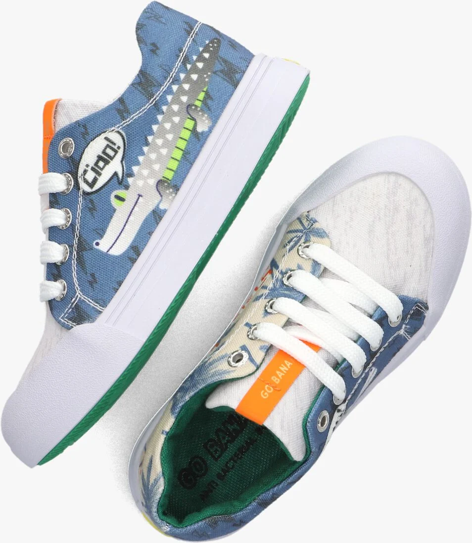 GO BANANAS blauwe go bananas lage sneakers croco