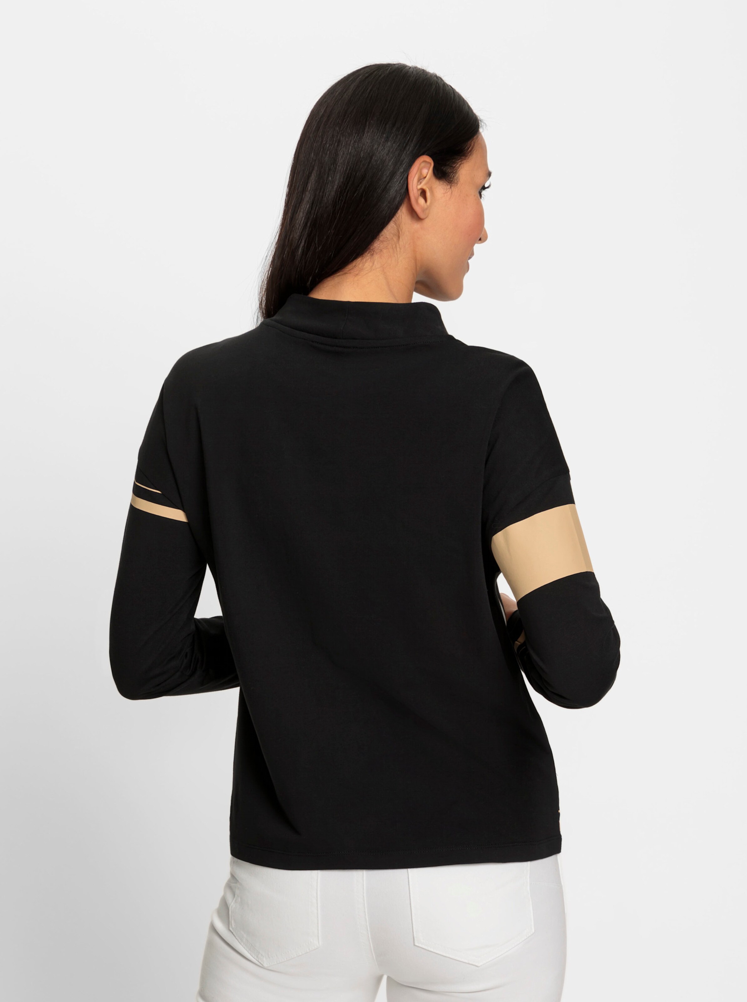 heine Druck-Shirt in schwarz-camel-bedruckt