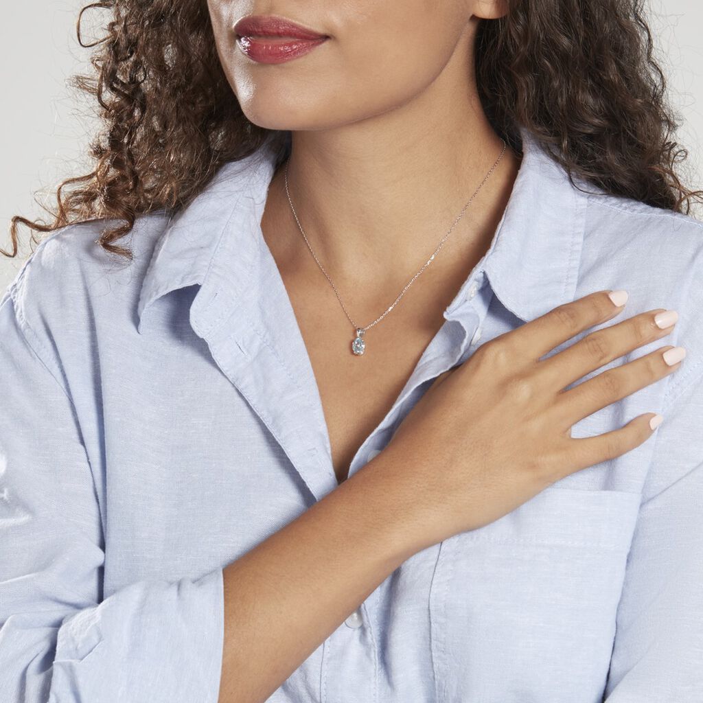 Pendentif Prudencia Or Blanc Topaze