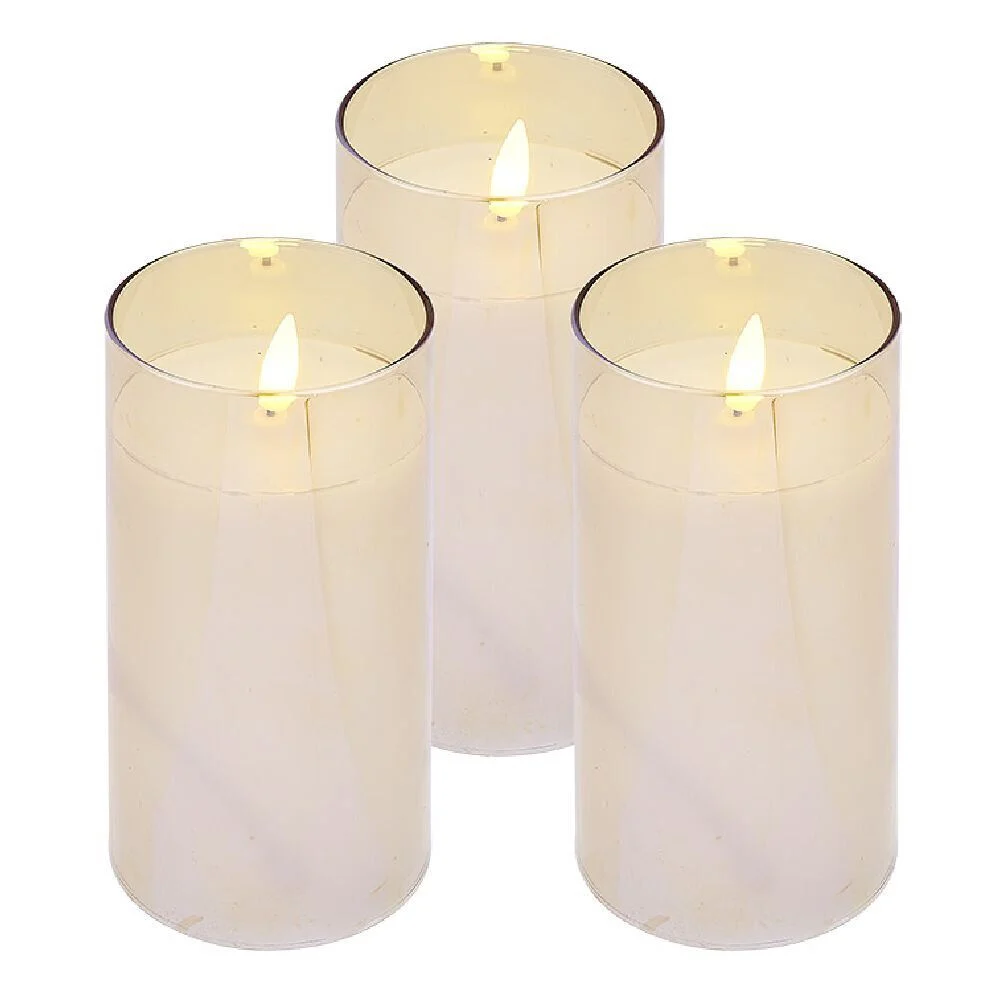Bougie à LED doré Ø7,5xH10cm x3
