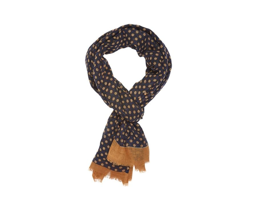 Écharpe Laine motif Navy et Fauve