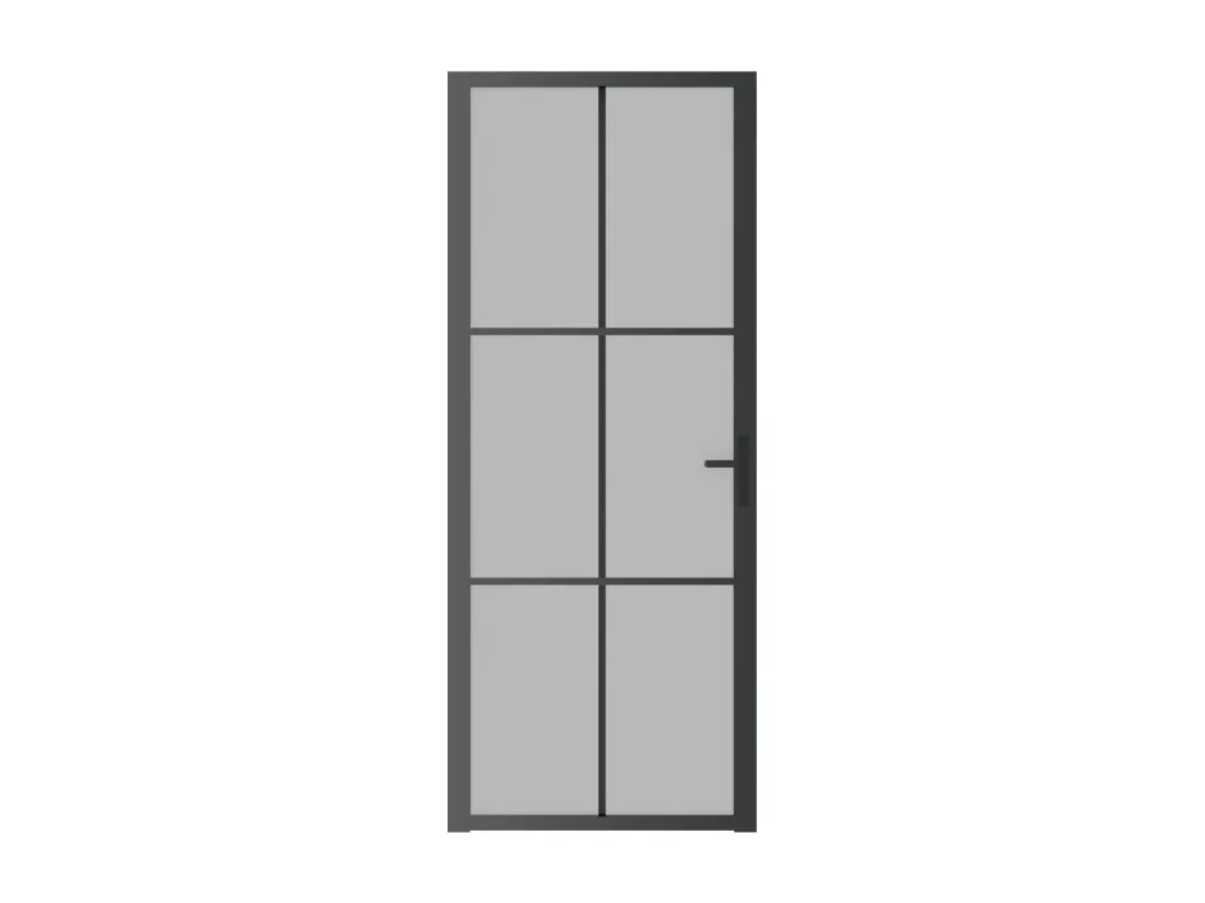 Porte intérieure 83x201,5 cm Noir Verre mat et aluminium