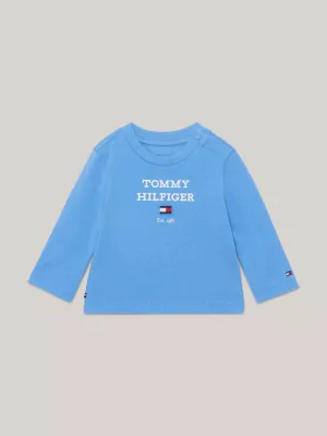 Camiseta de manga comprida com gola redonda e logo