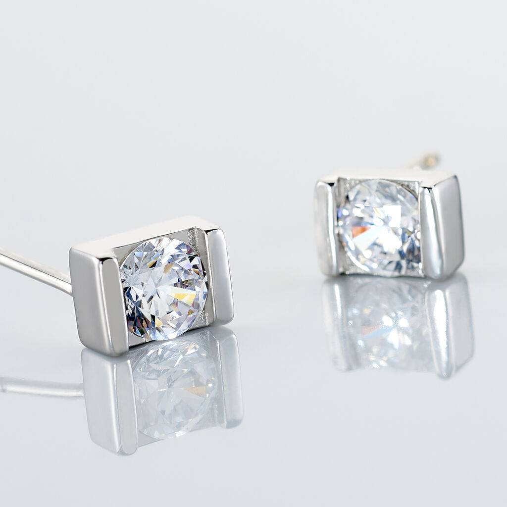 Boucles D'oreilles Puces Lorelei Argent Blanc Oxyde De Zirconium
