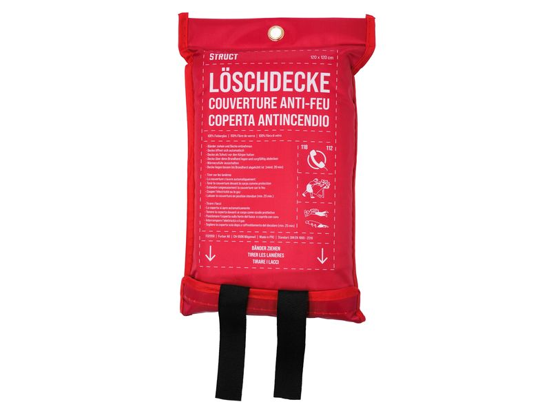 STRUCT Löschdecke 120 x 120 cm Feuerlöschdecke nach DIN EN 1869:2019