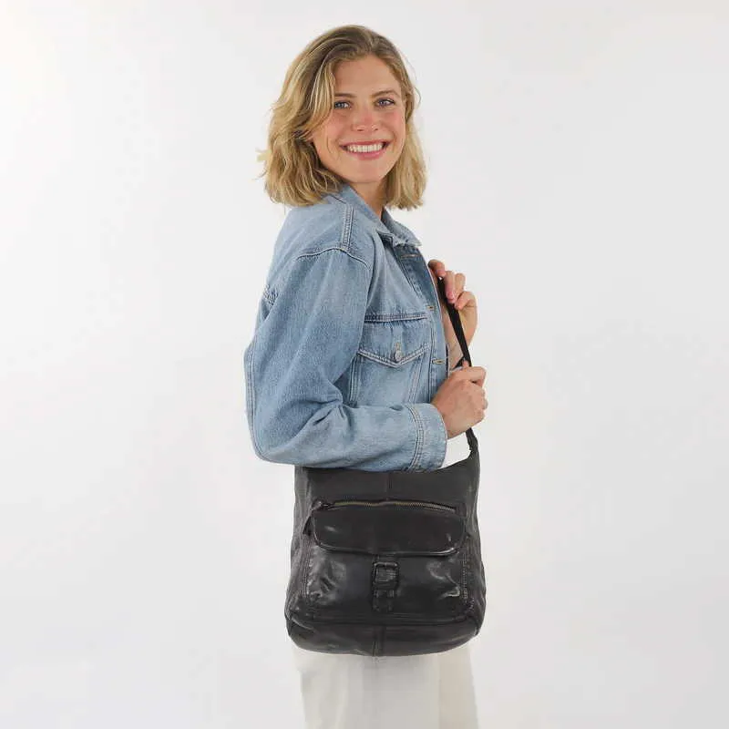 BEAR DESIGN Beuteltasche Schwarz Leder