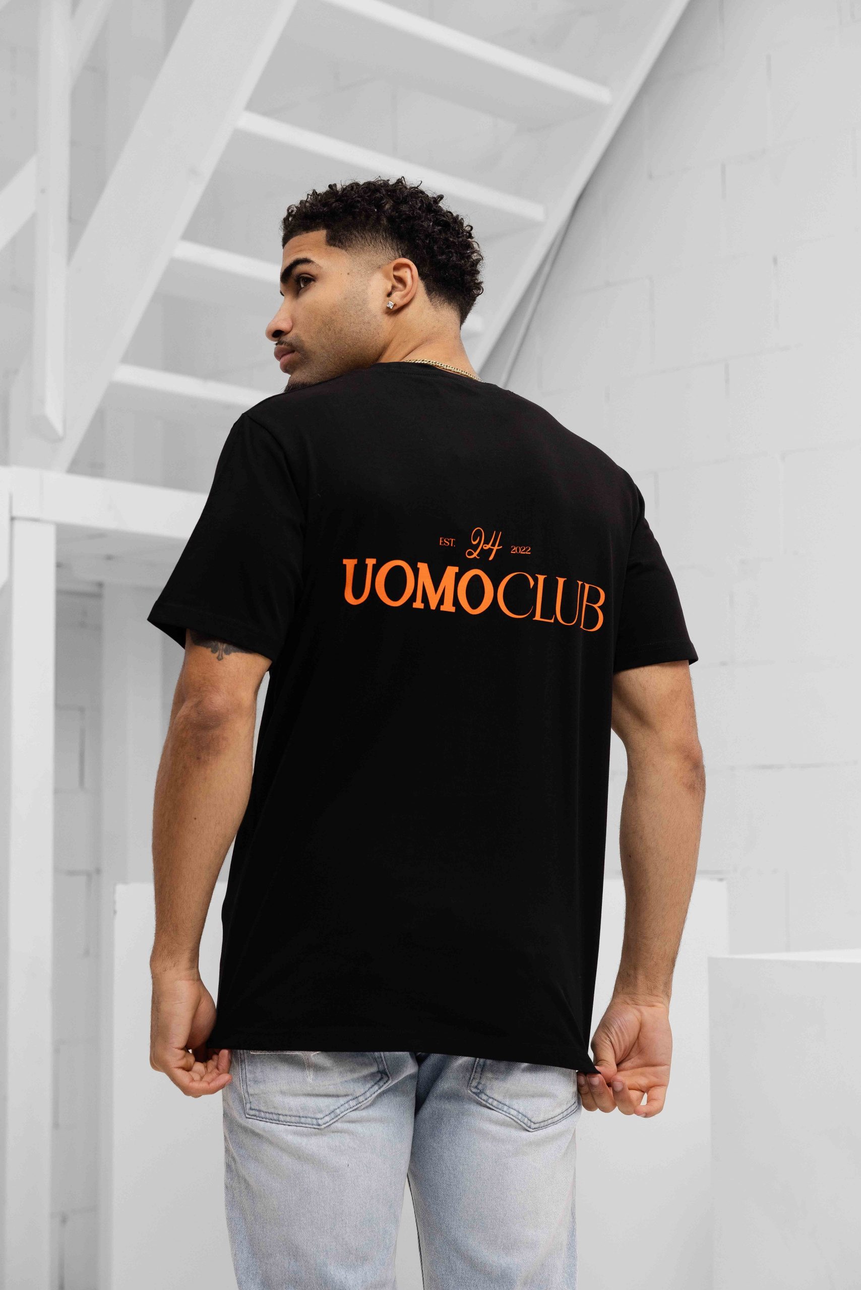 24 Uomo Club T-Shirt Heren Zwart/Oranje