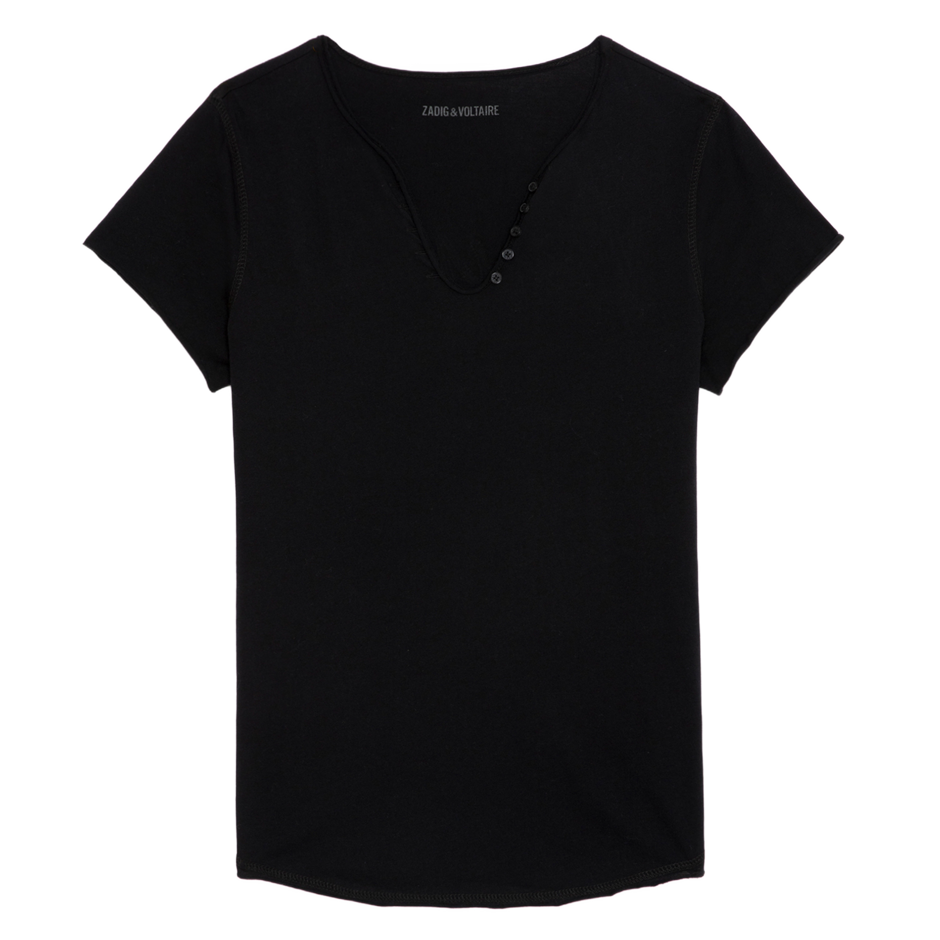 Tee-shirt col V en coton bio | Noir