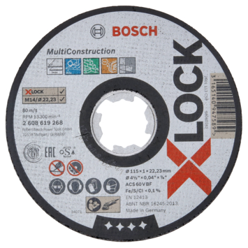 Bosch Prof X-Lock Doorslijpschijf 115mm 1mm multi