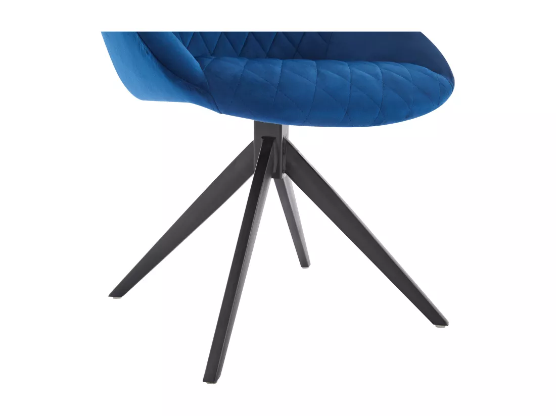 Lot de 2 chaises pivotantes en velours et métal noir - Bleu foncé - PRICILE
