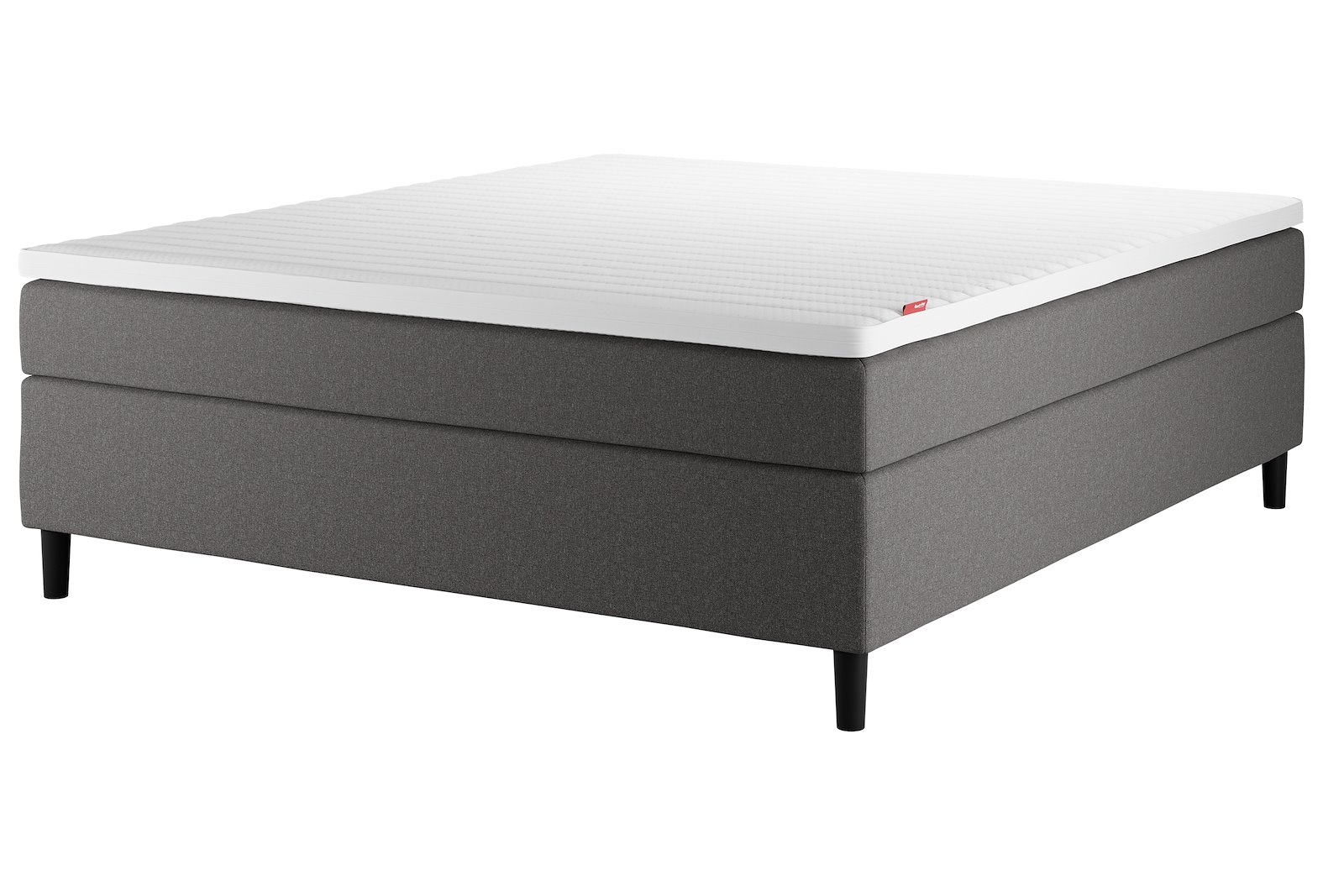 Sensitive 200 kontinentalseng Tekstil Poppy 25 160x200 cm. Medium/Medium med Premium hyperflex overmadrass og Round black ben 13cm. Uten hodegavl.