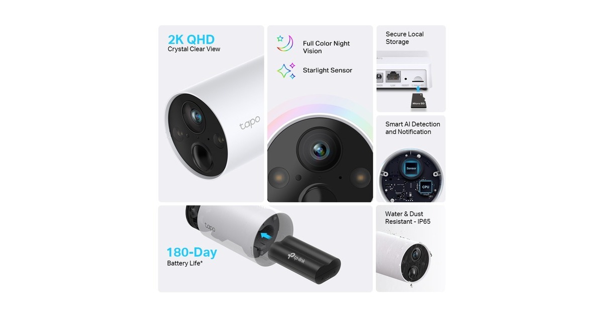 TP-LinkTapo C420S1 beveiligingscamera  (Wit, 2K QHD, IP65)