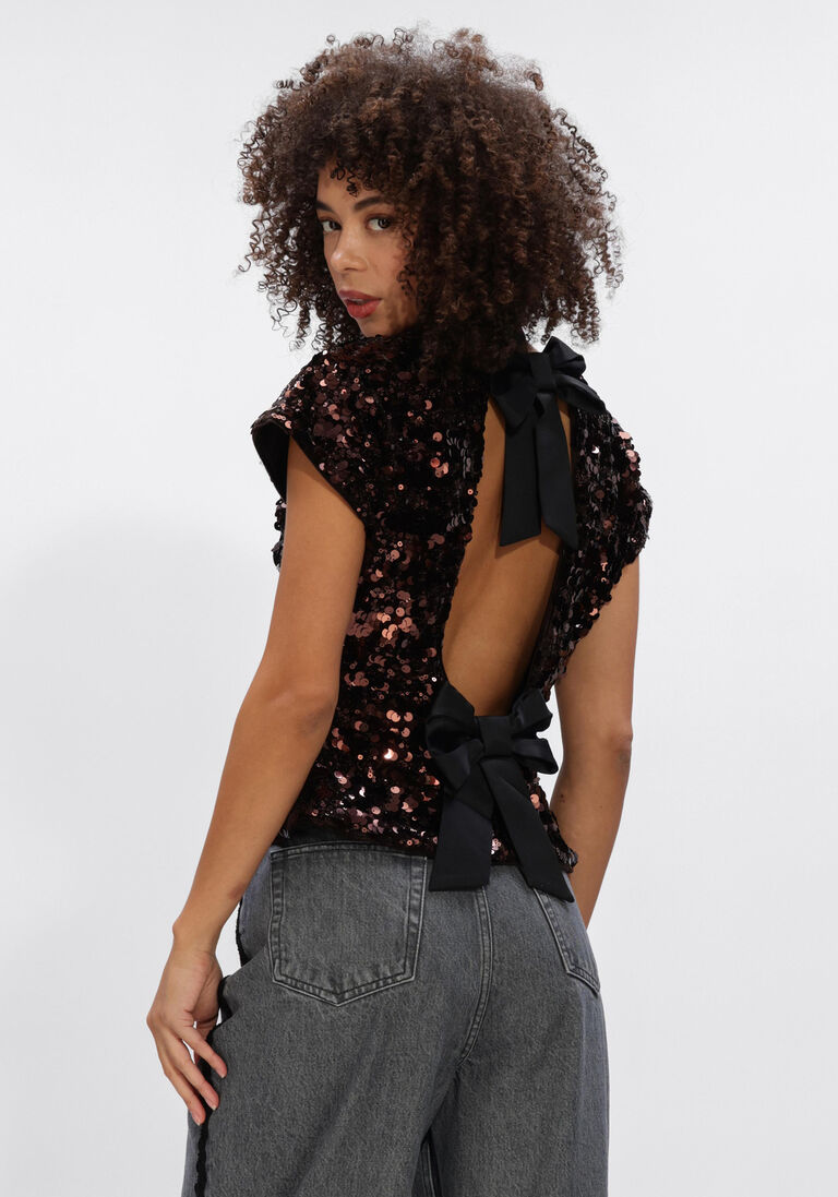 zwarte ganni top velvet sequins top