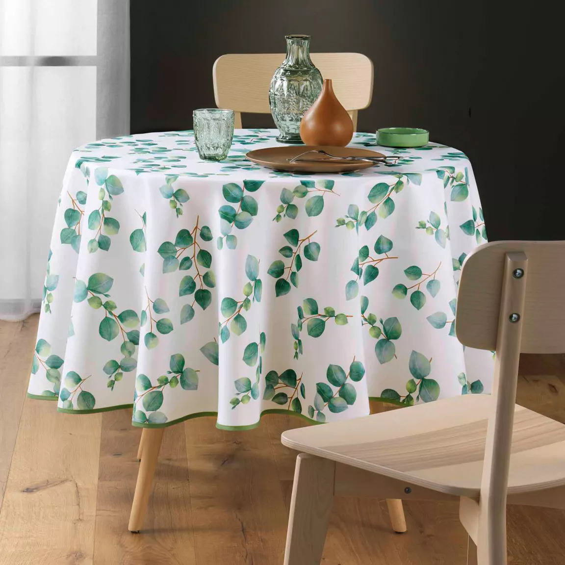 Nappe ronde anti tache (180 cm) Leandre Verte