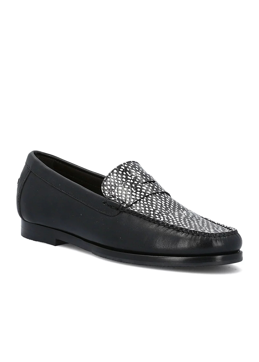 POINT MOC CUIR NOIR PLATEAU FANTAISIE