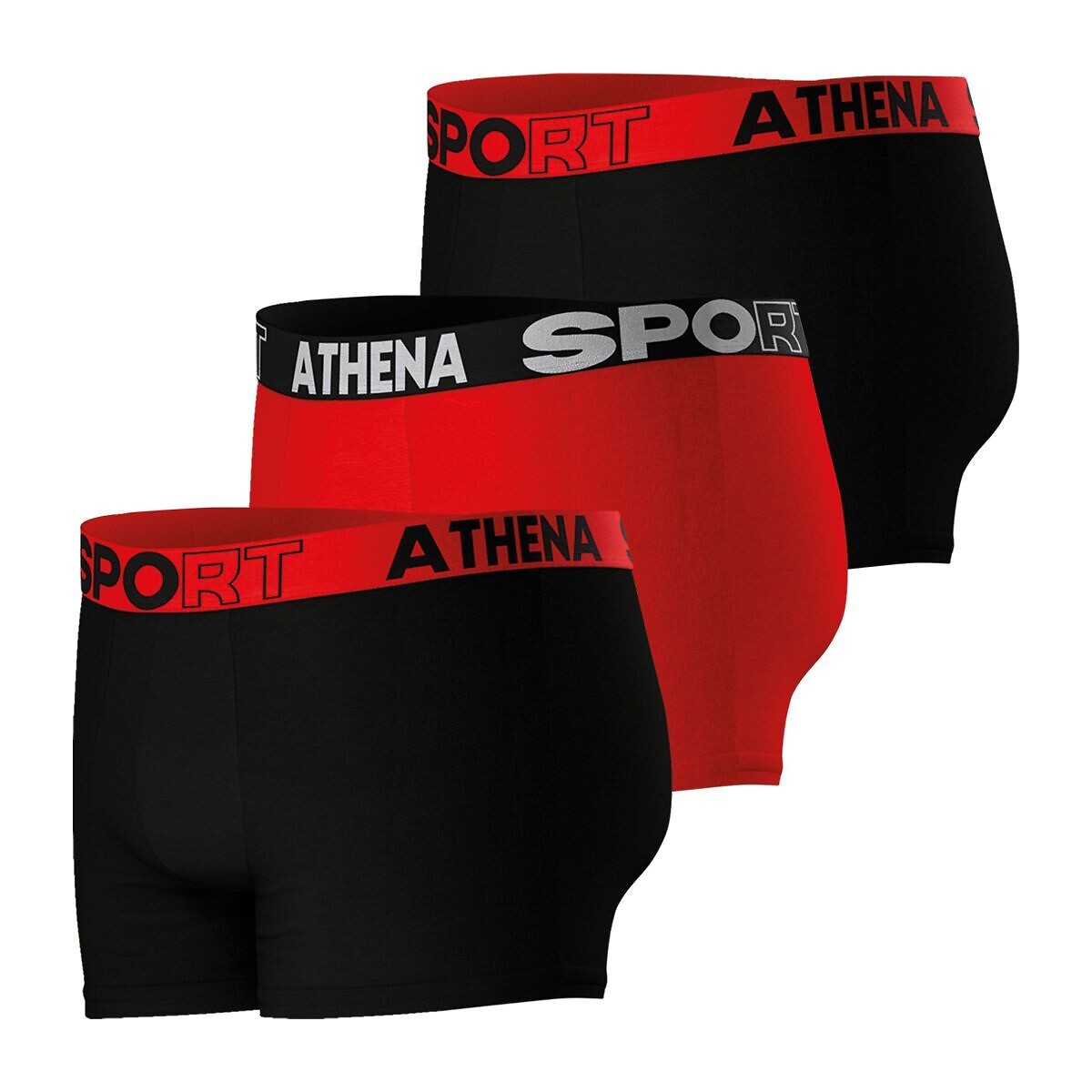 ATHENA<br>Conjunto de 3 cuecas boxer lisas de microfibra