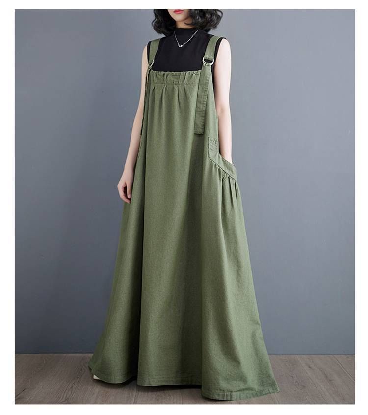 Lewwe - Maxi-jurk met vierkante hals en effen kleur