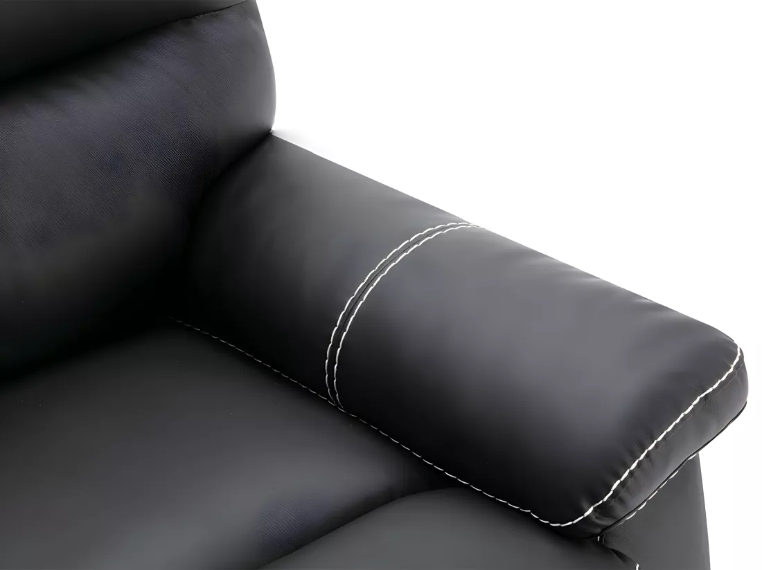 Canapés 3 places 2 places et un fauteuil relax en simili noir CANBY