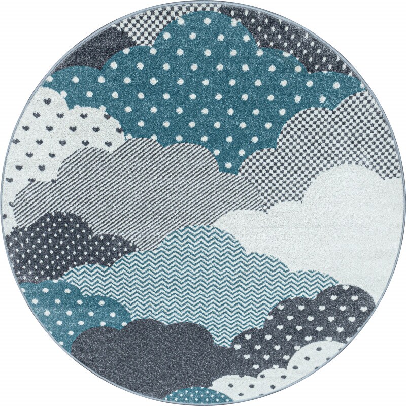 Wunderschöne Kinderteppich rechteckig/ Rund, Höhe 7 mm, Wolken Motiv, Kurzflor