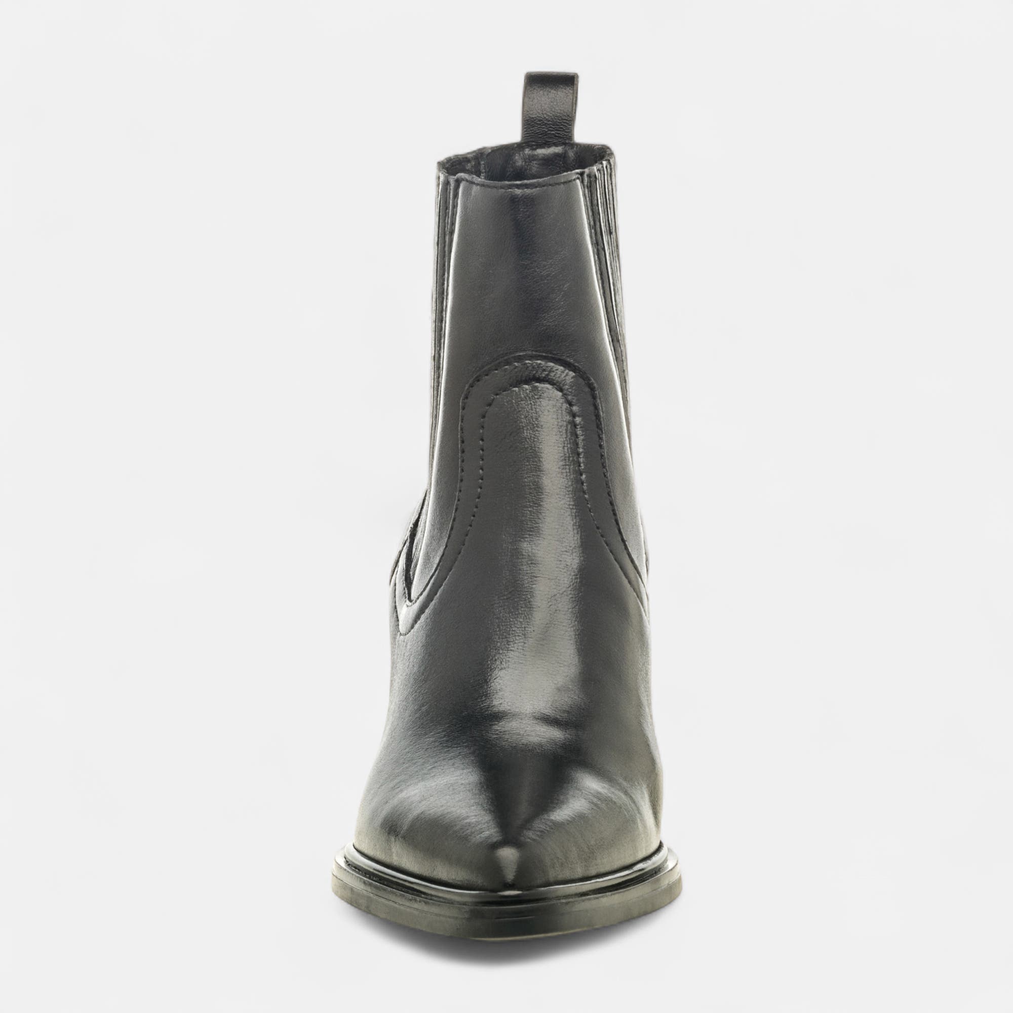 Boots chelsea à talon Femme en cuir noir