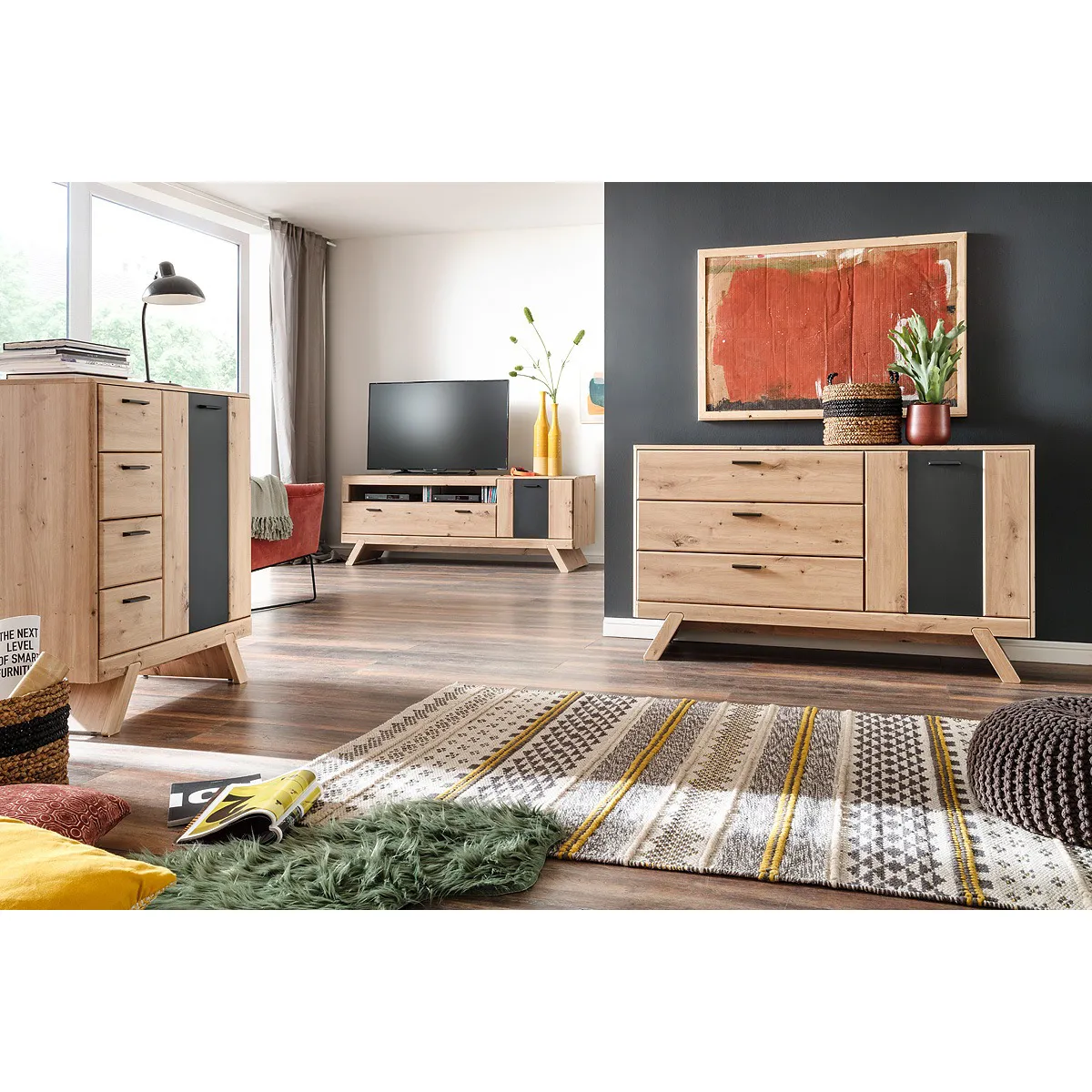Pegane Meuble TV Coloris Chêne
