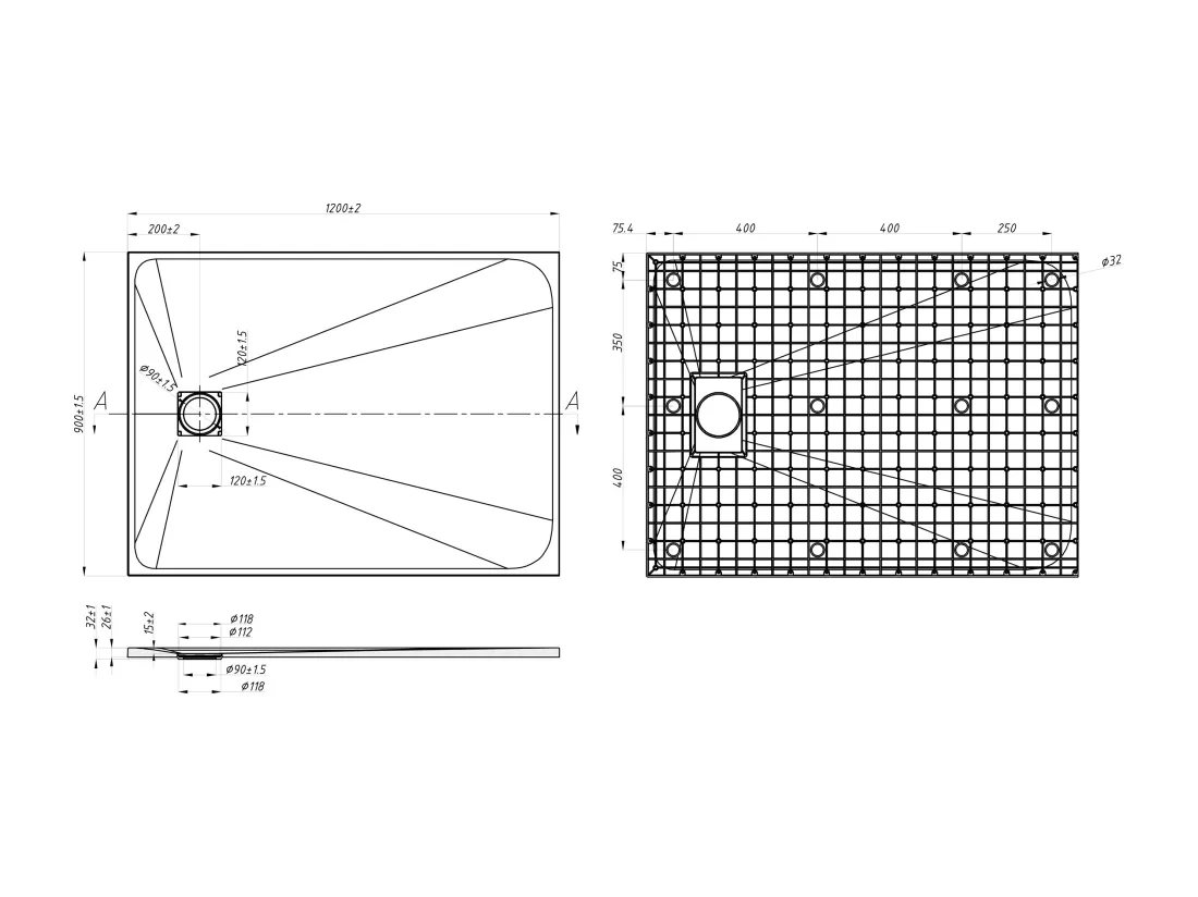 Receveur extra-plat à poser ou à encastrer découpable en résine SMC - Blanc - 120 x 90 cm - MIRNOSA
