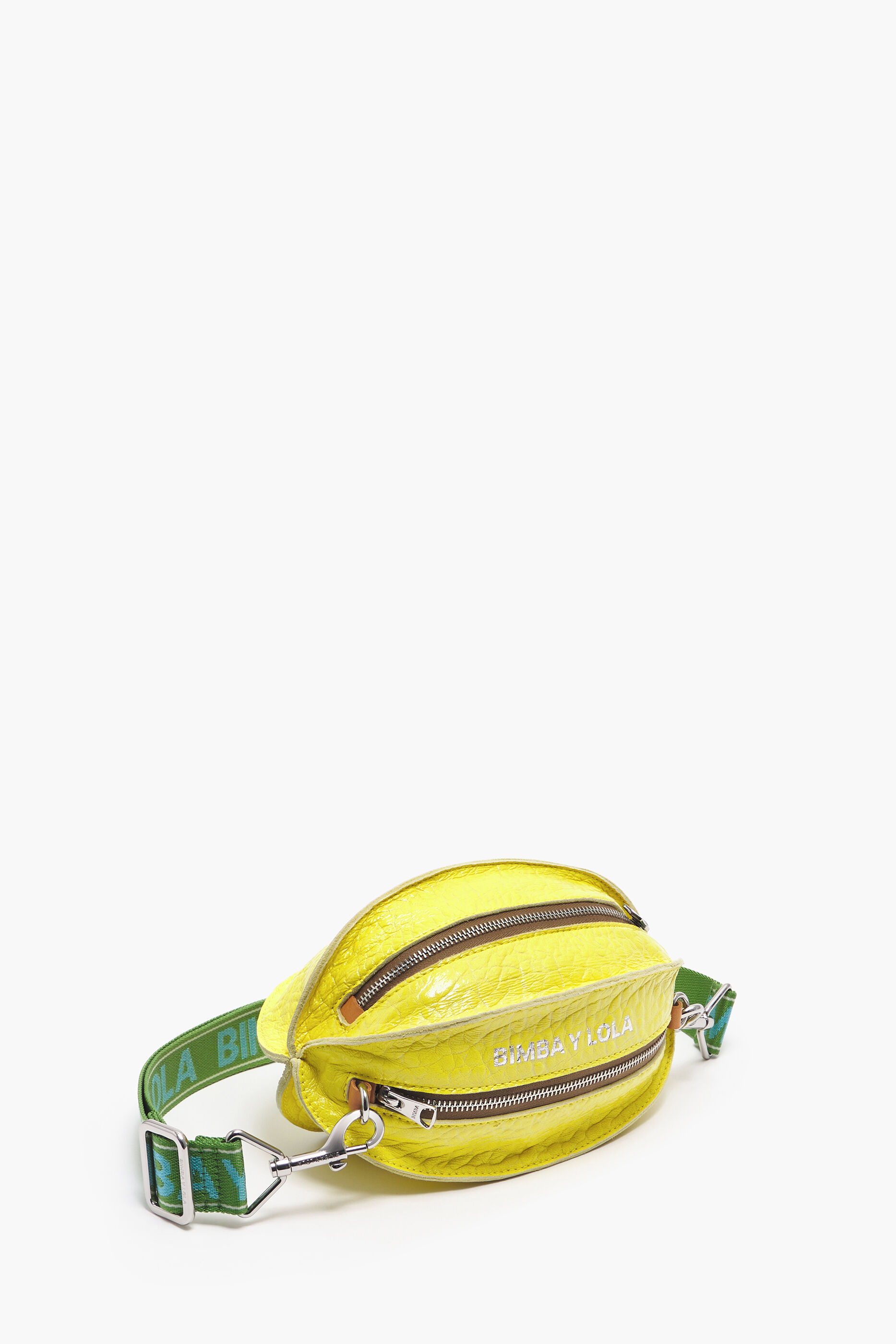 Bolsa Pelota S em couro amarelo