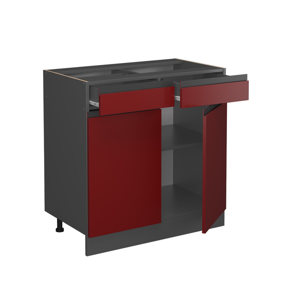 Vicco Schubunterschrank Küchenschrank Küchenmöbel R-Line J-Shape Anthrazit Rot 80 cm modern