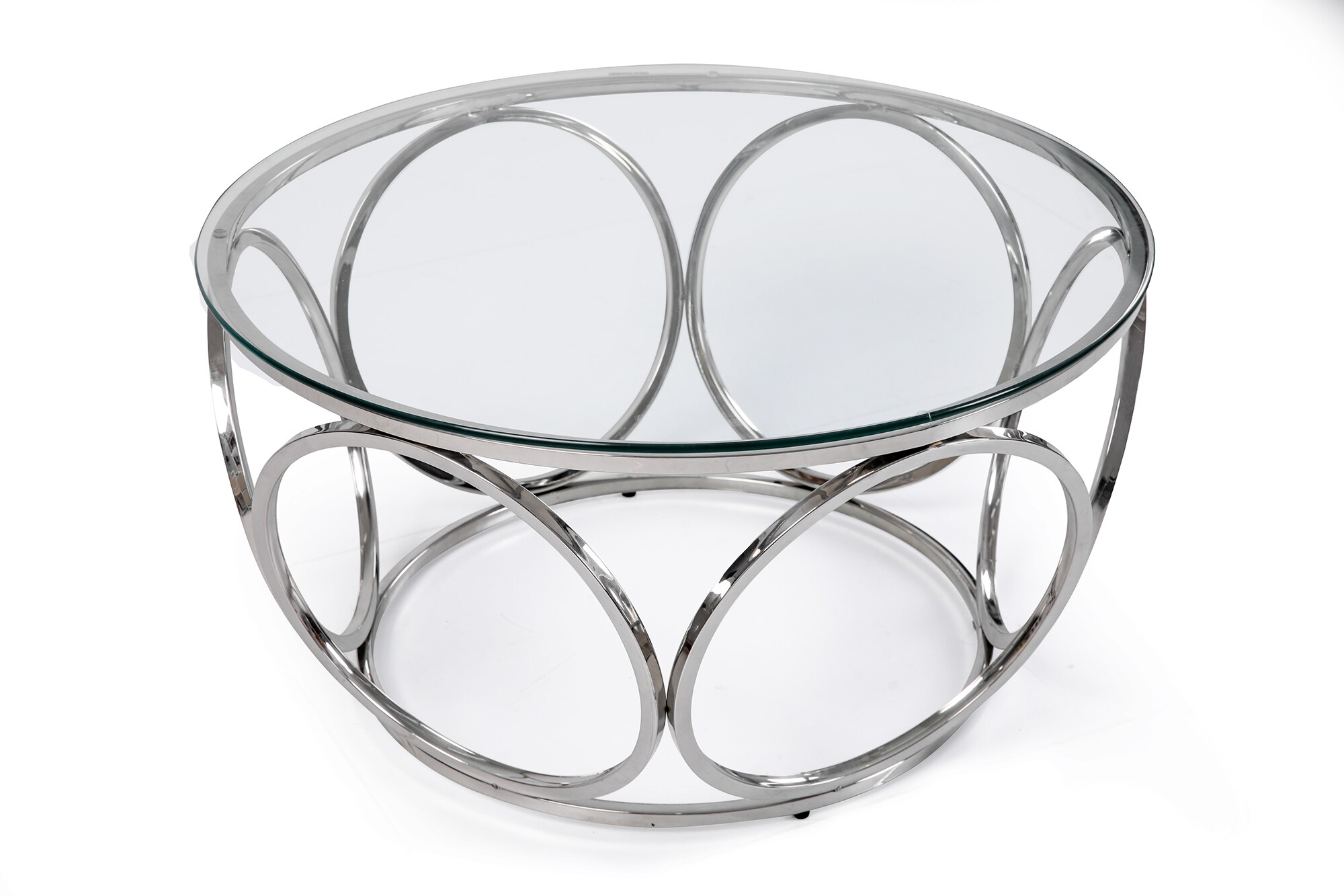 Couchtisch Ø 80 cm silber Glastisch Beistelltisch Sofatisch Wohnzimmertisch