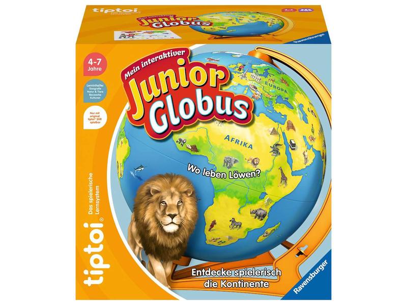 tiptoi Spiel Mein interaktiver Junior Globus Kindgerechtes Lernspiel zu Kontinenten, Kultur, Natur und Tierwelt