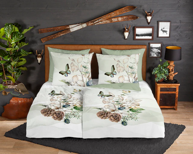 good morning Wendebettwäsche »Marjan« 2 Stk. tlg. Biber, 135x200, Winter, Warm, Reissverschluss, Wendeoptik, Blumen