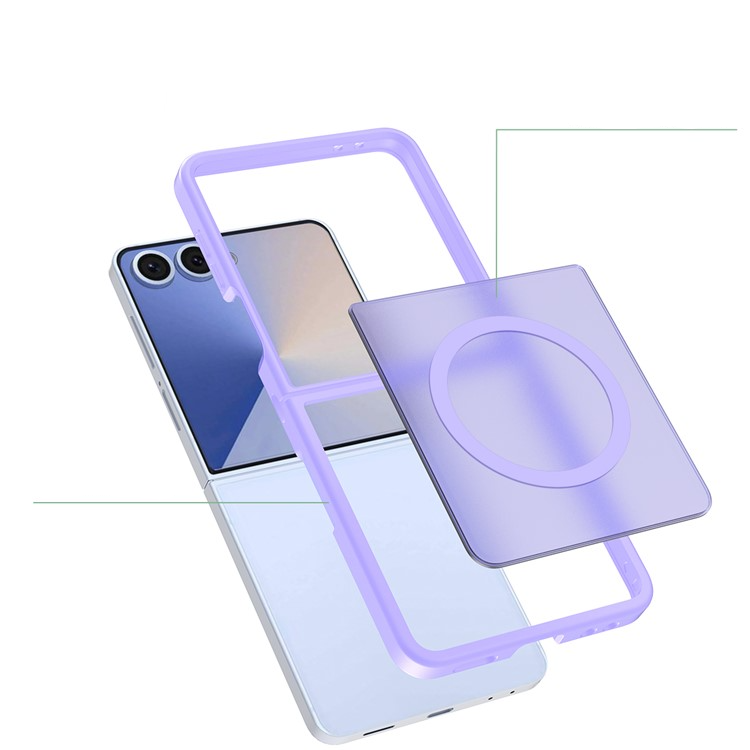 Samsung Galaxy Z Flip7 Hybrid Hardcase Hülle TPU Bumper   Kunststoff Rückseite MagSafe-Modul - Lila / Transparent