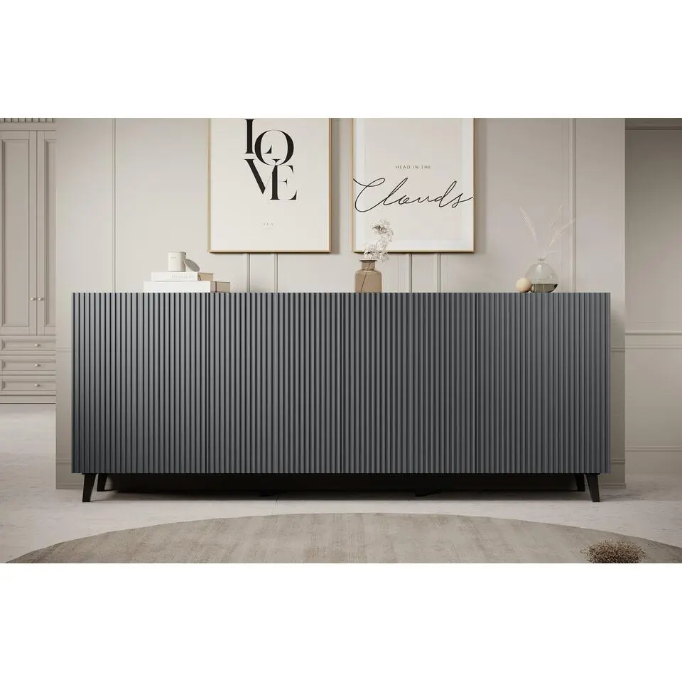 Meubella - Dressoir Vintar - Antraciet - 200 cm