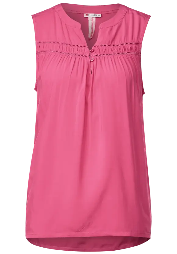 Viskosebluse mit Häkeldetail - berry rose