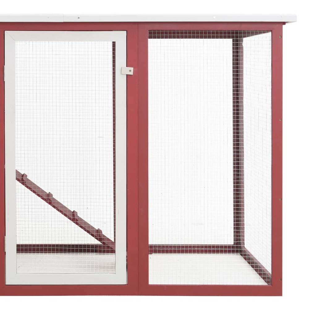 Poulailler d'extérieur avec 1 nichoir 202 x 75 x 98 cm bois rouge