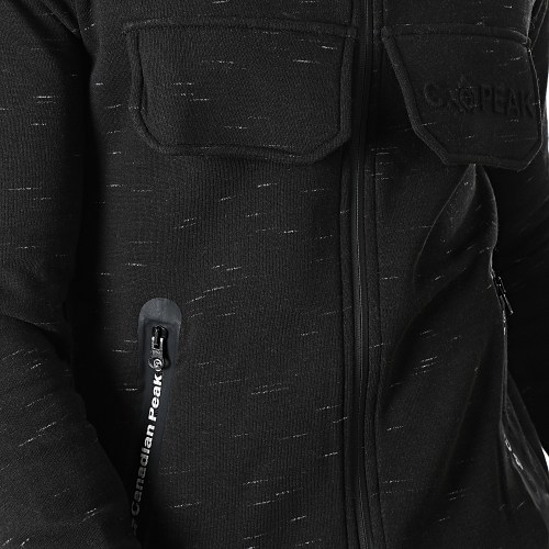 Sweat Zippé Capuche Gortion Noir Chiné