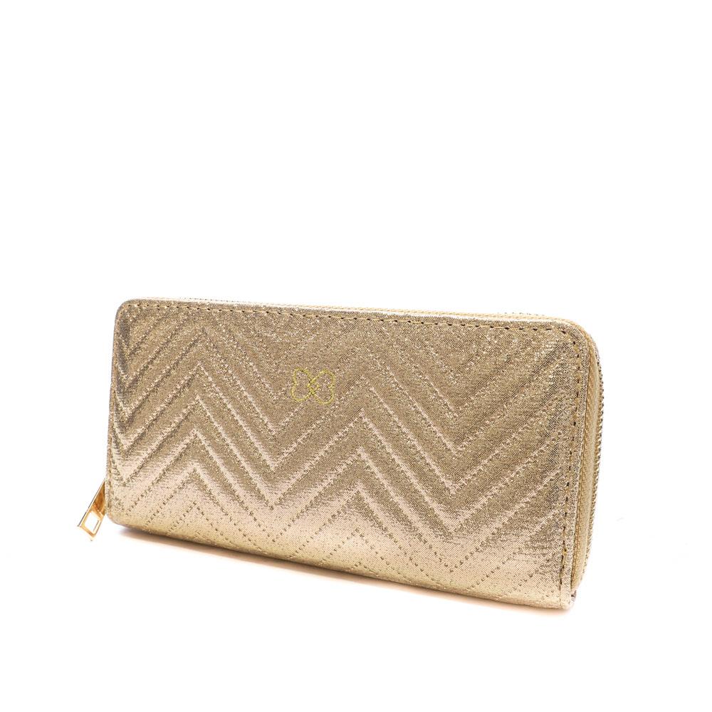 Stella Green Portefeuille Doré Stella Green Compagnon Matelasse Chevron
