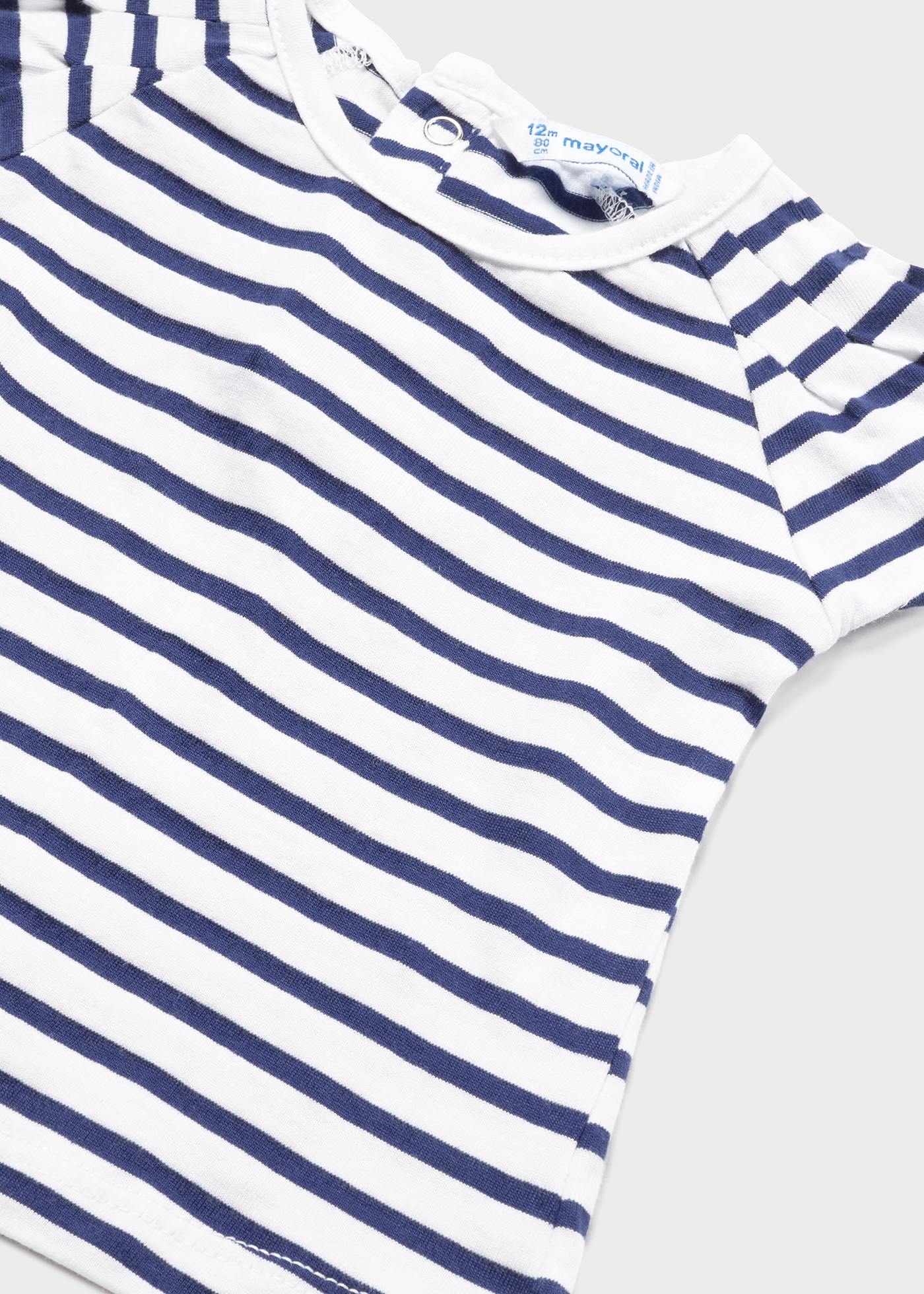 Conjunto de duas peças com jardineira jeans de algodão para bebê