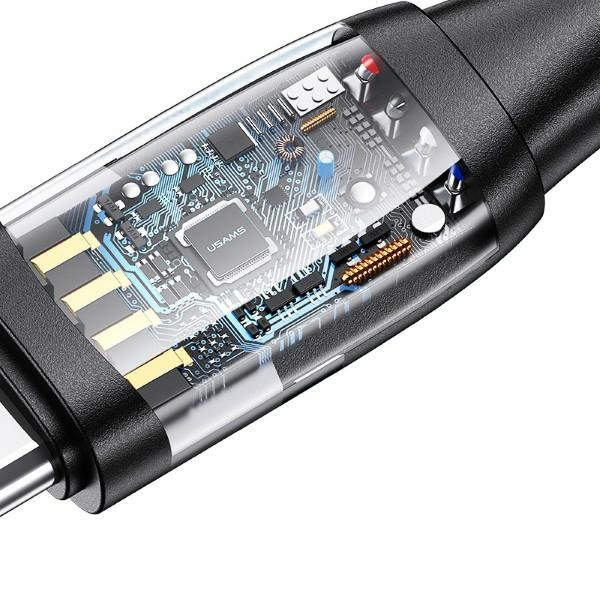 (1.2m) 100W 2in1 USB C / USB A auf USB C Nylon Ladekabel Fast Charging PD Datenkabel (US-SJ654) - Schwarz