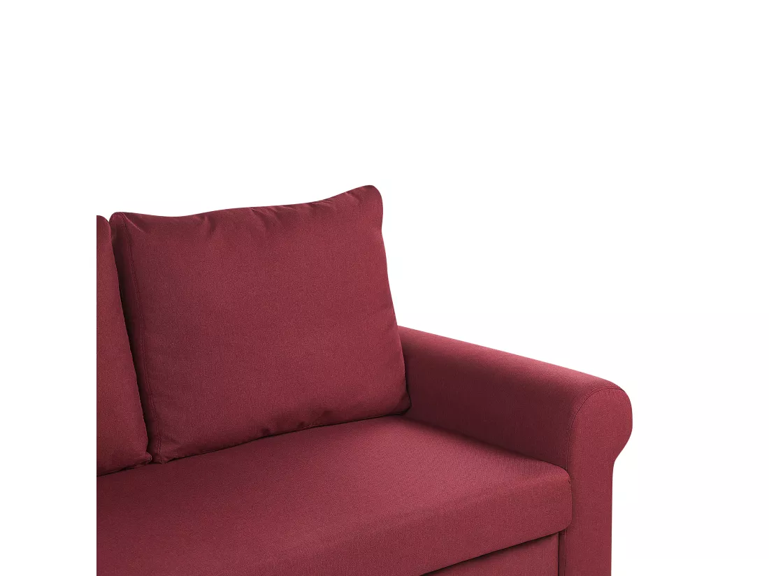 Canapé 2 places convertible en tissu rouge bordeaux SILDA