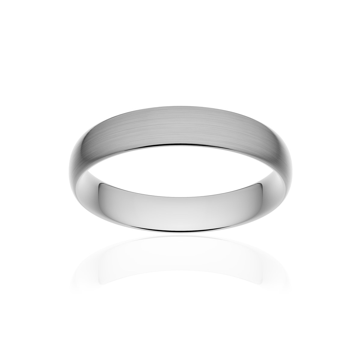 Alliance or 750 blanc brossé demi-jonc confort 4,5mm
